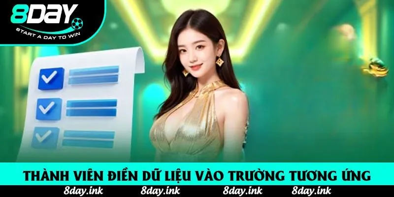 Thành viên điền dữ liệu vào trường tương ứng